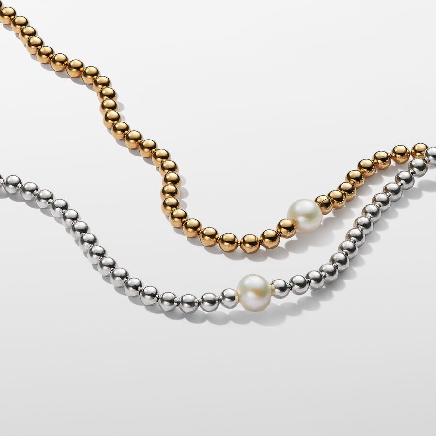 Treated Freshwater Cultured Pearl & Beads Collier Necklace Gold plated 45CM