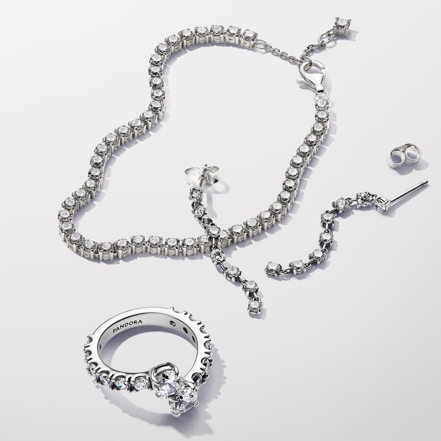Sparkling Eight Stones Drop Earrings