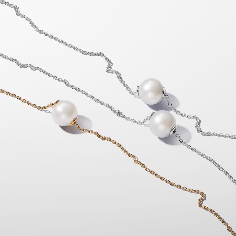 Treated Freshwater Cultured Pearl Collier Necklace Sterling silver 45CM