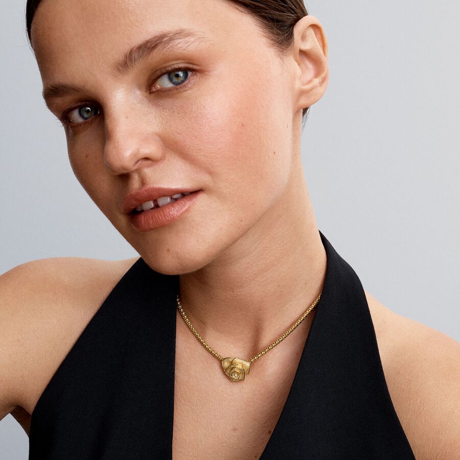 Gold-Plated Rose in Bloom Oversized Charm