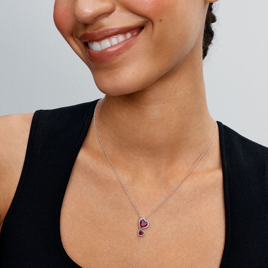 Red Halo Hearts Pendant Necklace