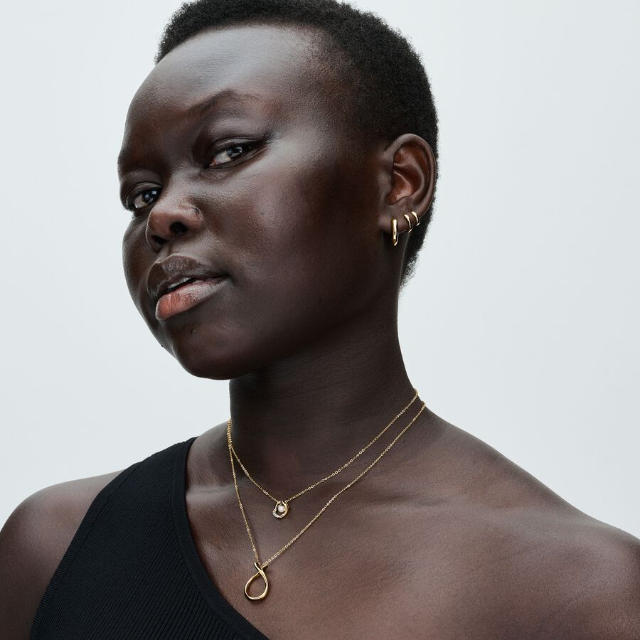Gold Organically Shaped Pendant Necklace 50CM