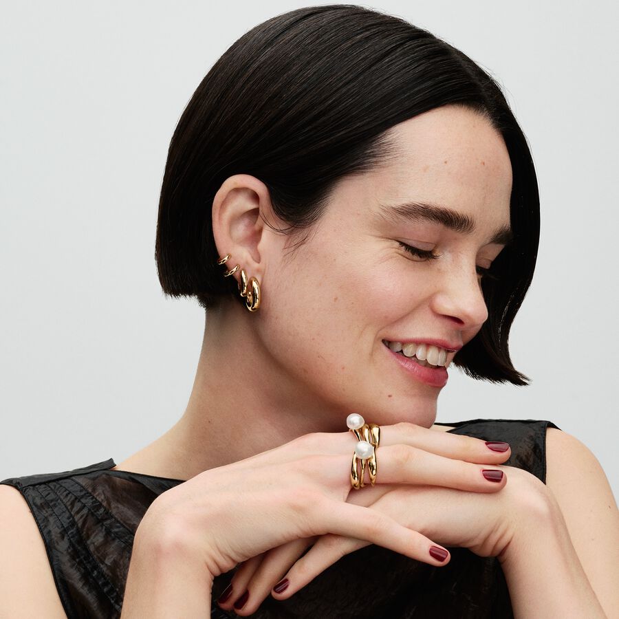 Gold Double Huggie Hoop Earrings