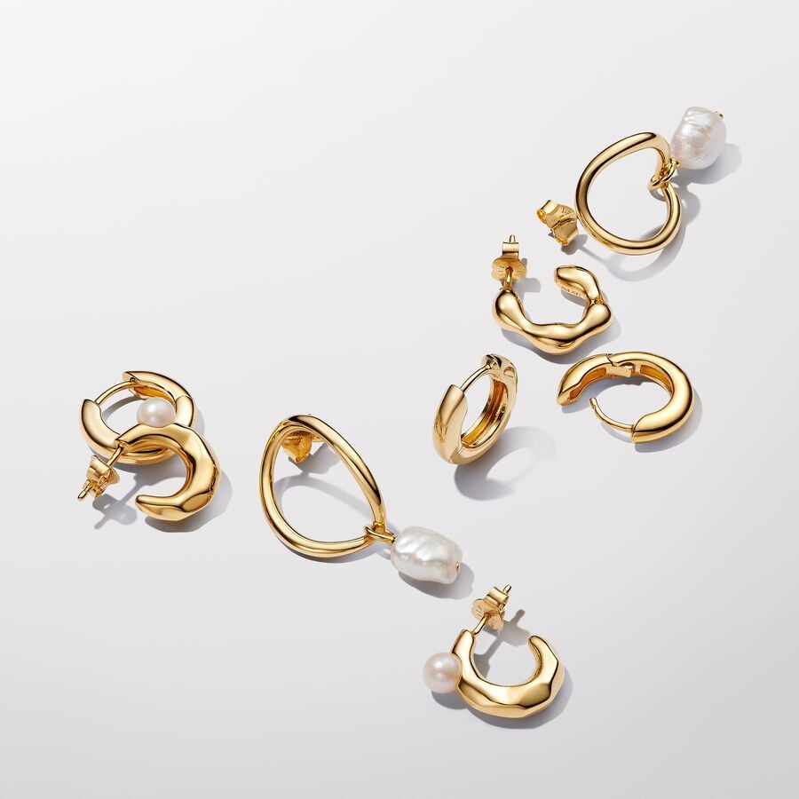 Gold Organically Shaped Open Hoop Earrings
