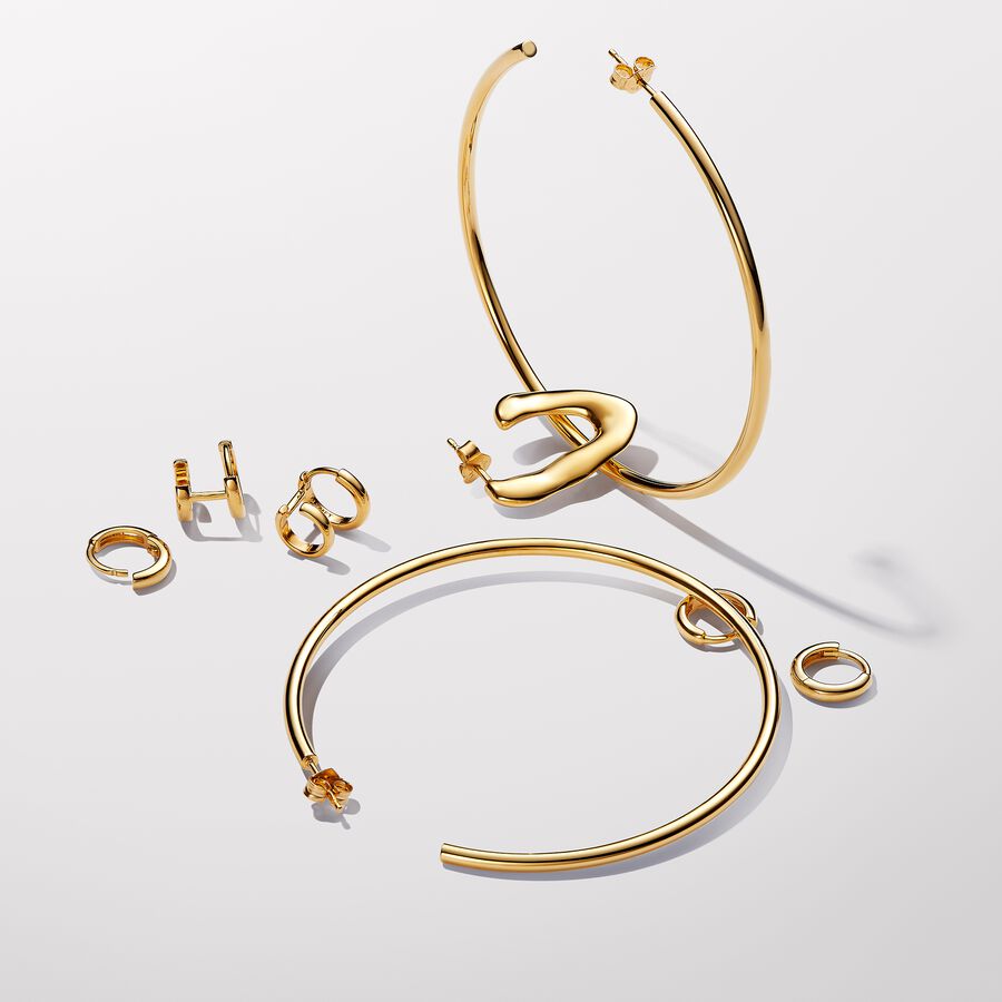 Gold Organically V-shaped Open Hoop Earrings