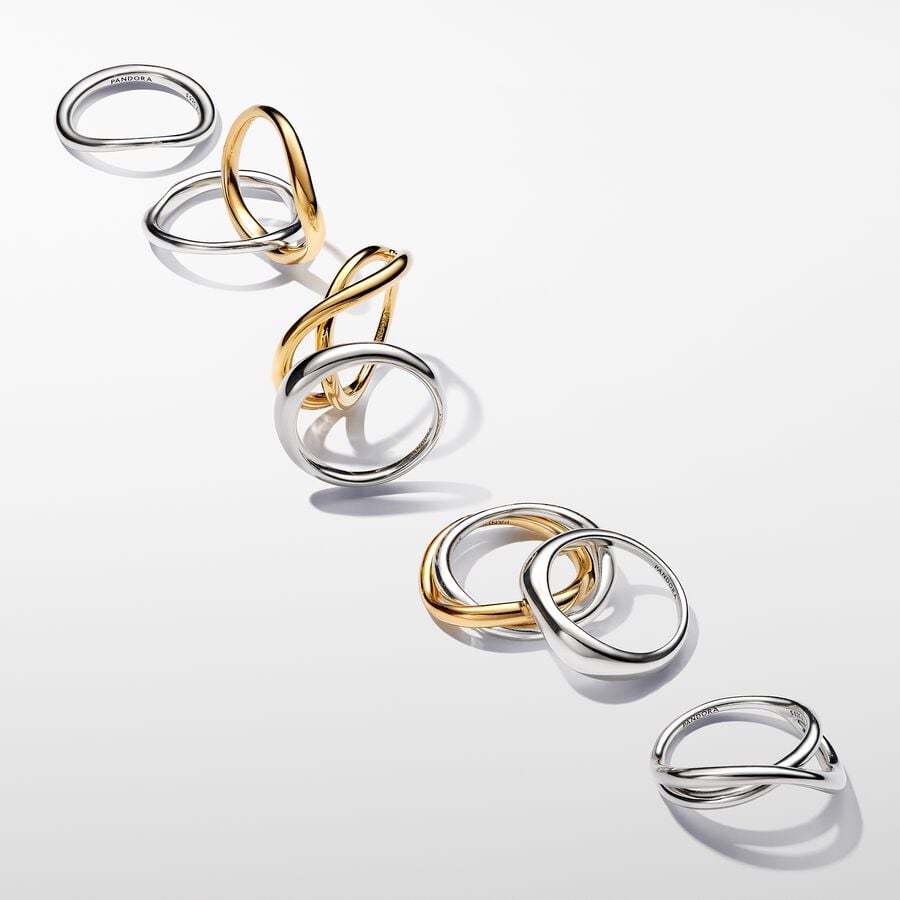 Silver Organically Shaped Stacking Rings