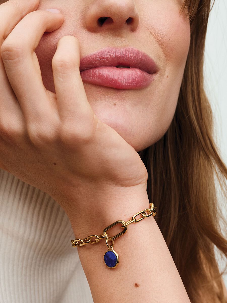 Blue Engravable Mini Medallion Charm Gold Plating
