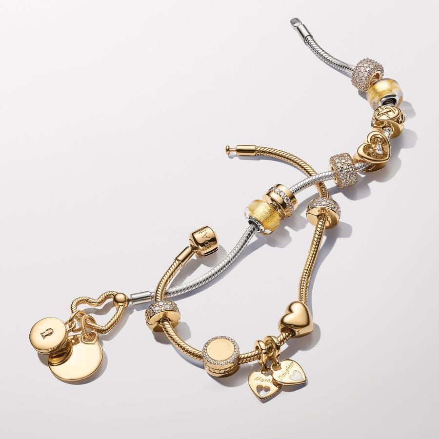 Gold Double Heart Split Dangle Charm