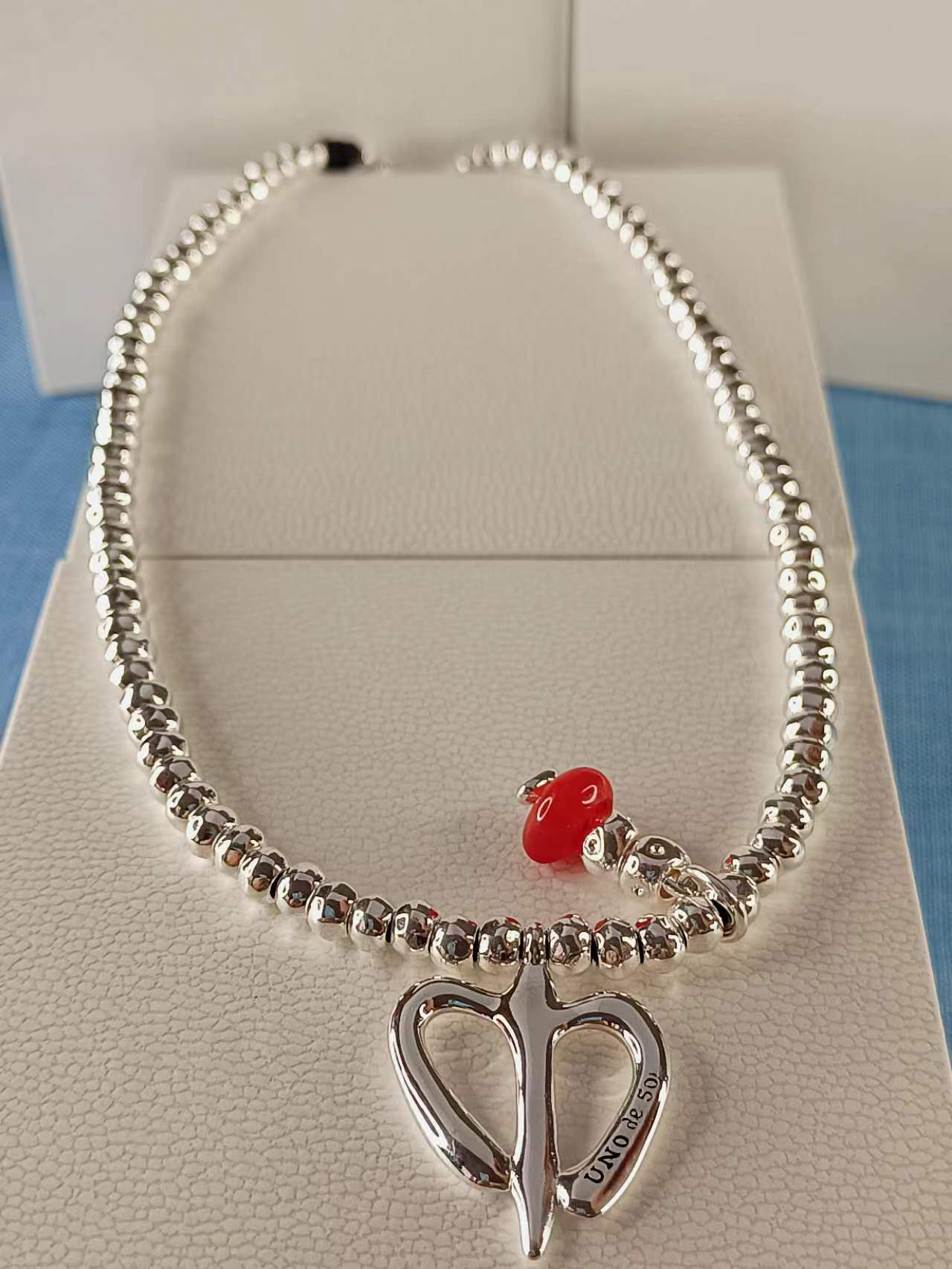 Love Freedom Heart Silver Necklace 42CM+6CM