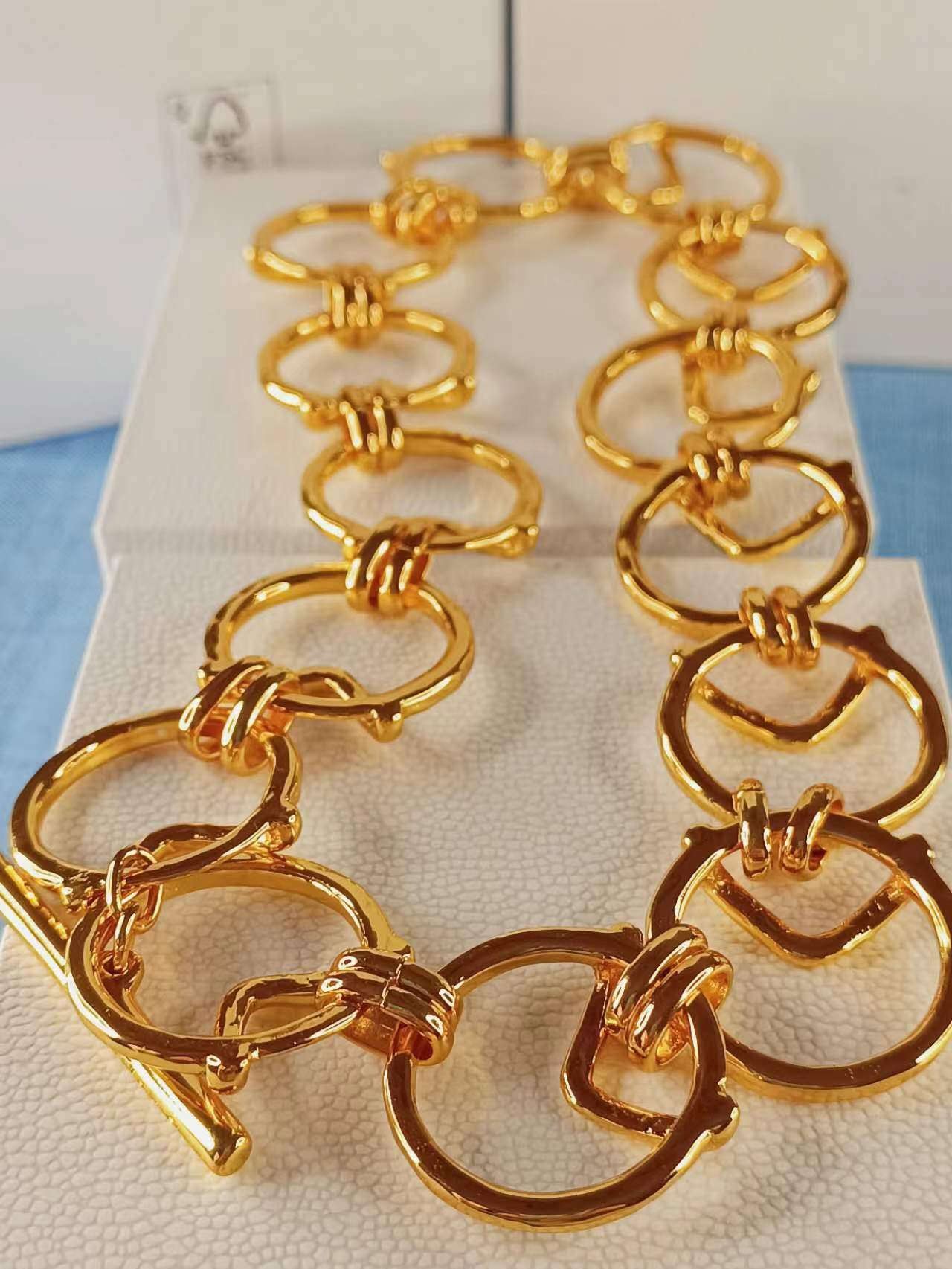 Roundabout T-Bar Necklace Gold Plated 45CM