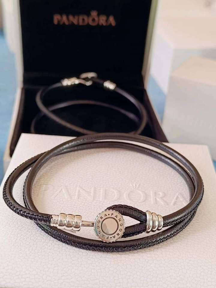 Double Wrap Black Leather Bracelet