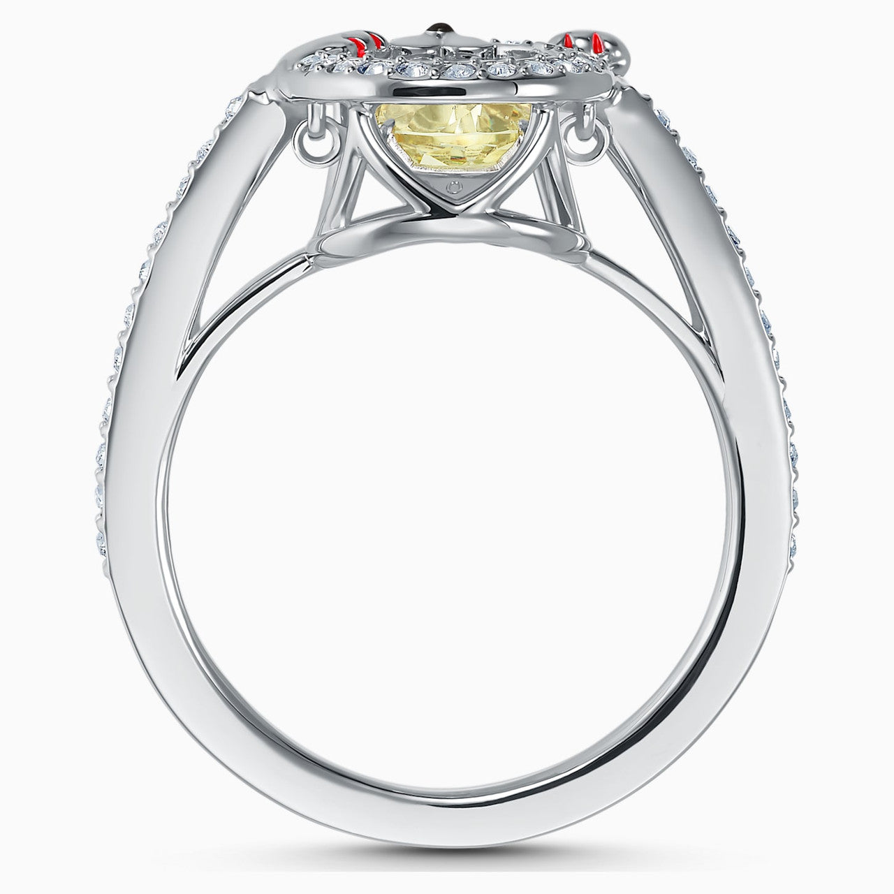 Sparkling Dance Cat Ring, Crystal, Rhodium Plated
