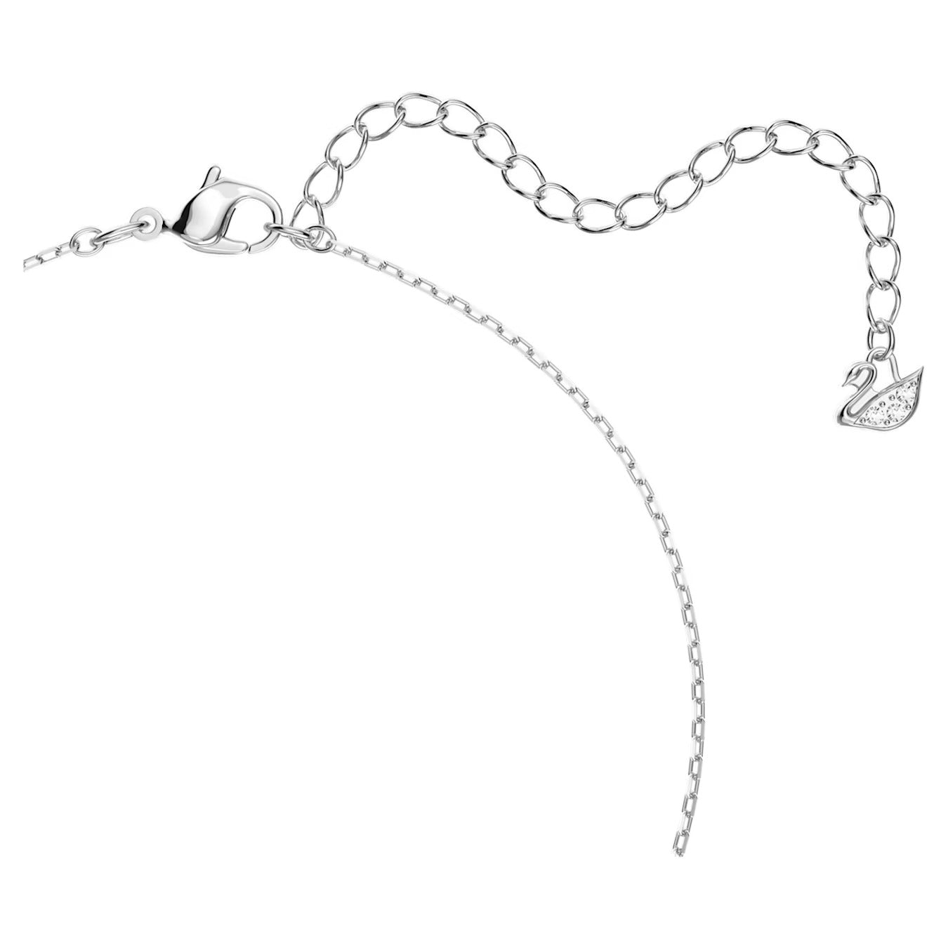 Dancing Swan necklace Swan, White, Rhodium plated 38 - 43 CM