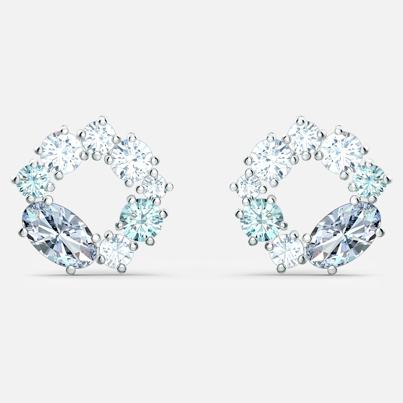 Attract Circle Stud Pierced Earrings, Multicolored, Rhodium plated