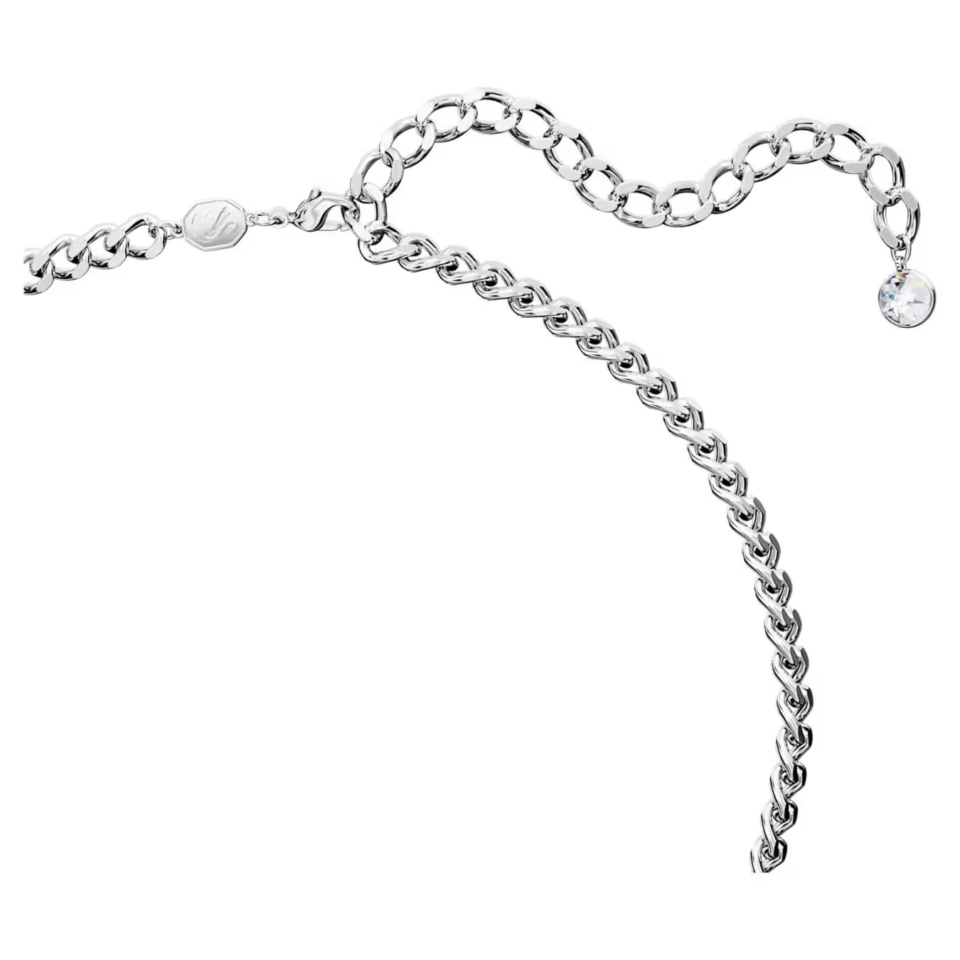 Hyperbola Pendant Necklace, Heart, Large, White, Rhodium plated