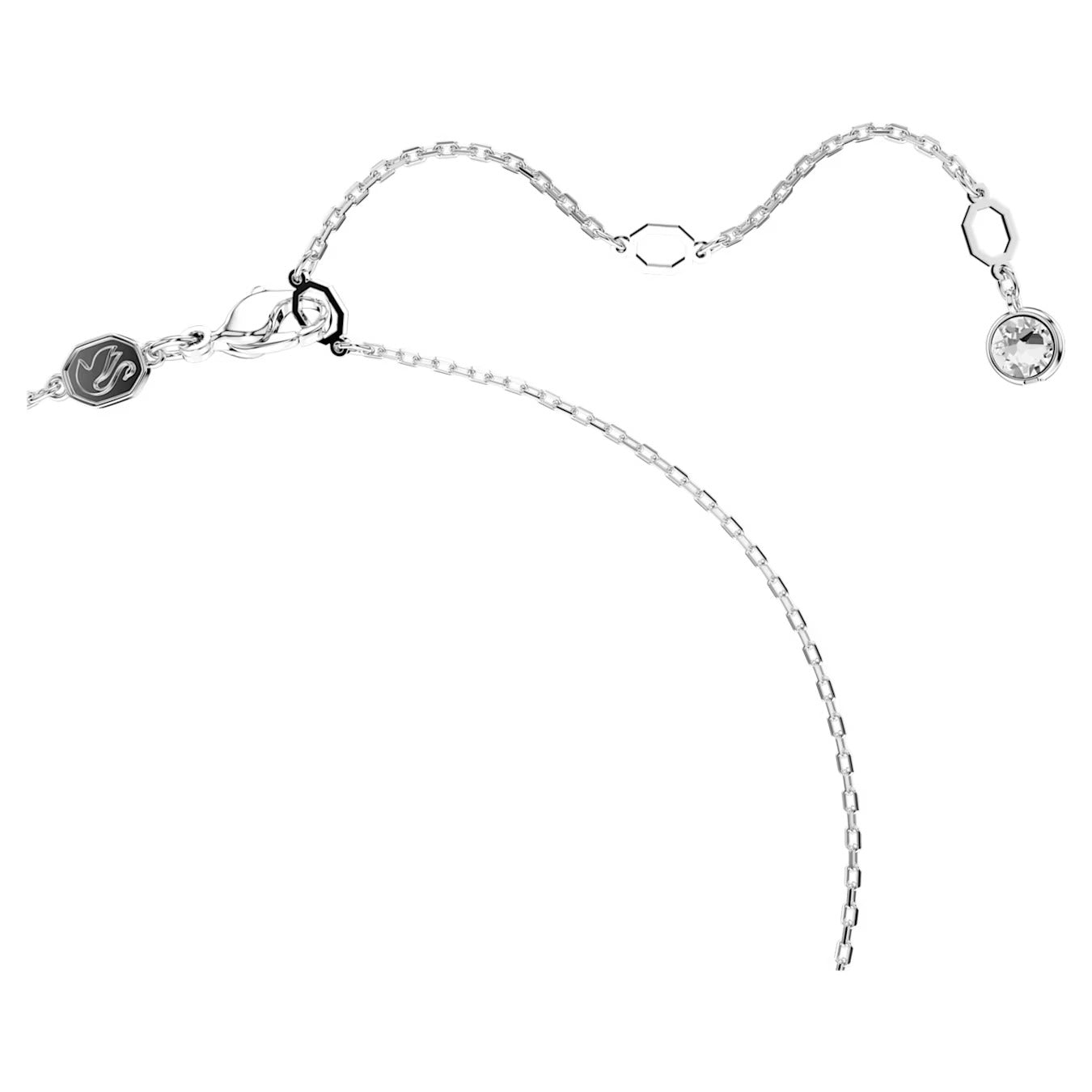 Hyperbola Pendant Necklace, Pavé, Infinity, White, Rhodium plated
