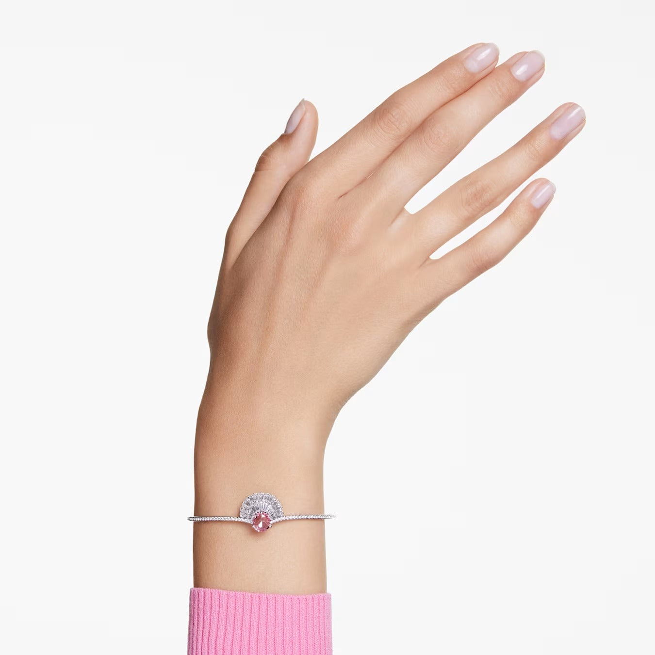 Idyllia Bangle 17CM Shell, Pink, Rhodium plated