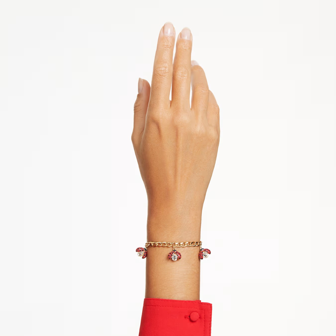 Idyllia bracelet, Ladybug, Red, Gold-tone plated