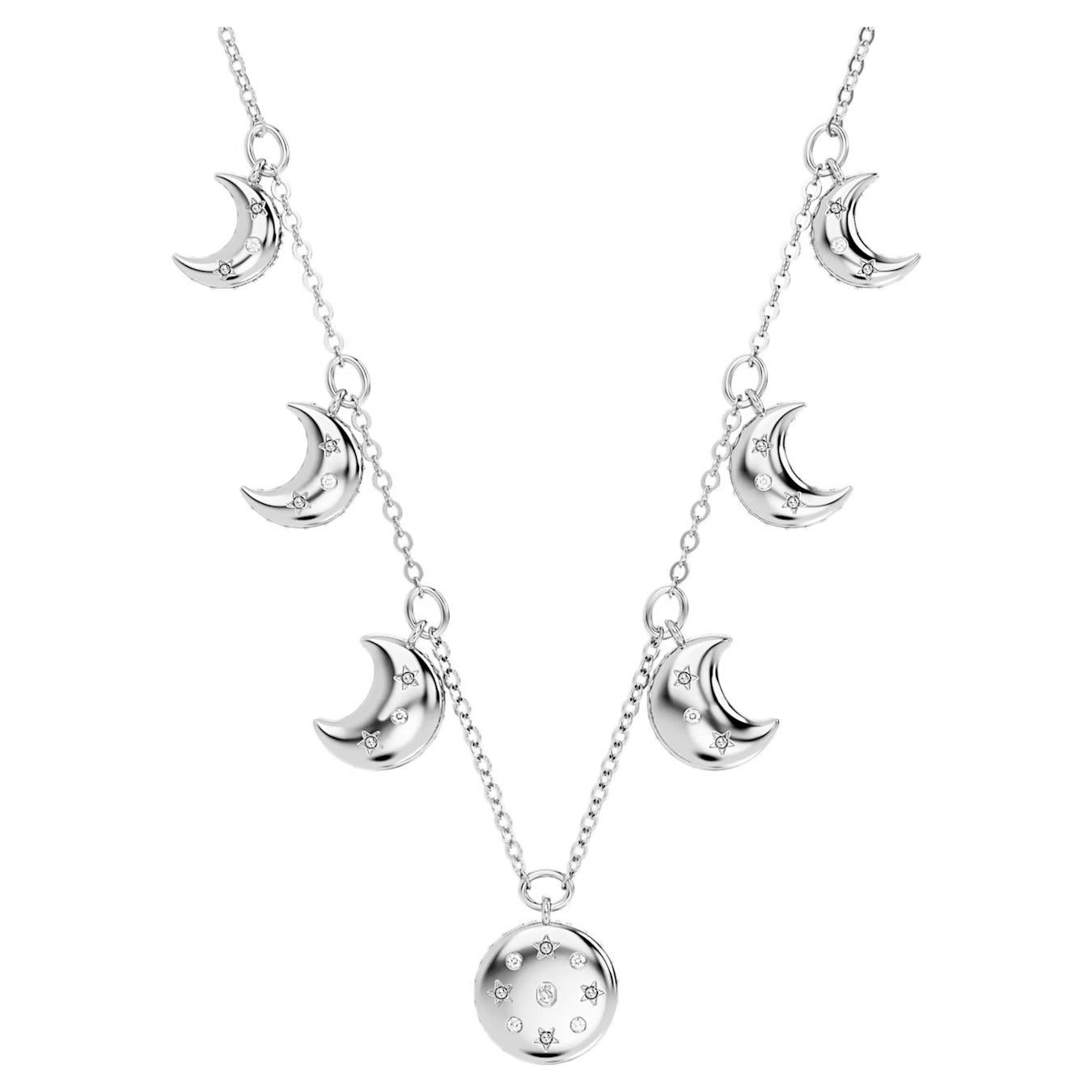 Luna choker Moon, White, Rhodium plated