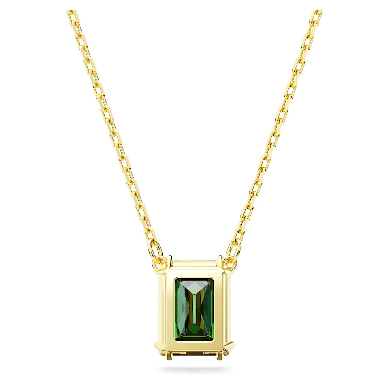Matrix pendant Rectangular cut, Green, Gold-tone plated