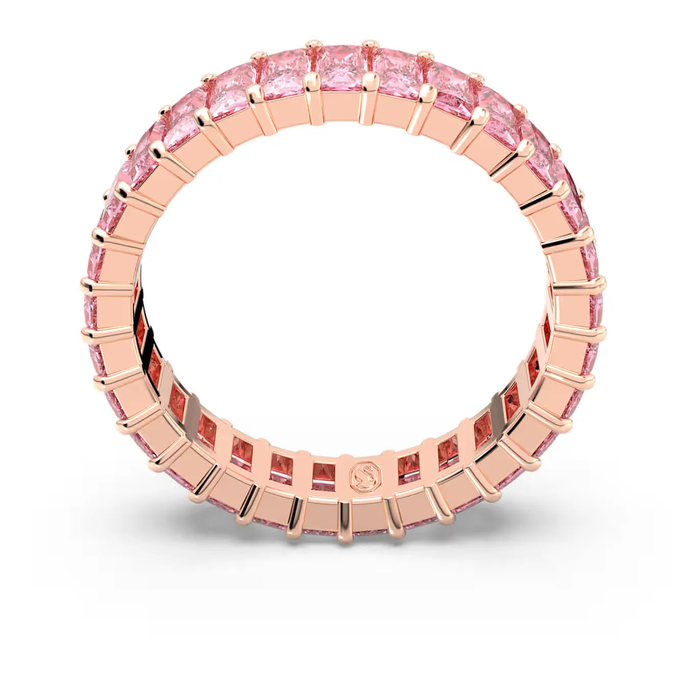 Matrix Ring, Baguette cut, Pink, Rose gold-tone plated