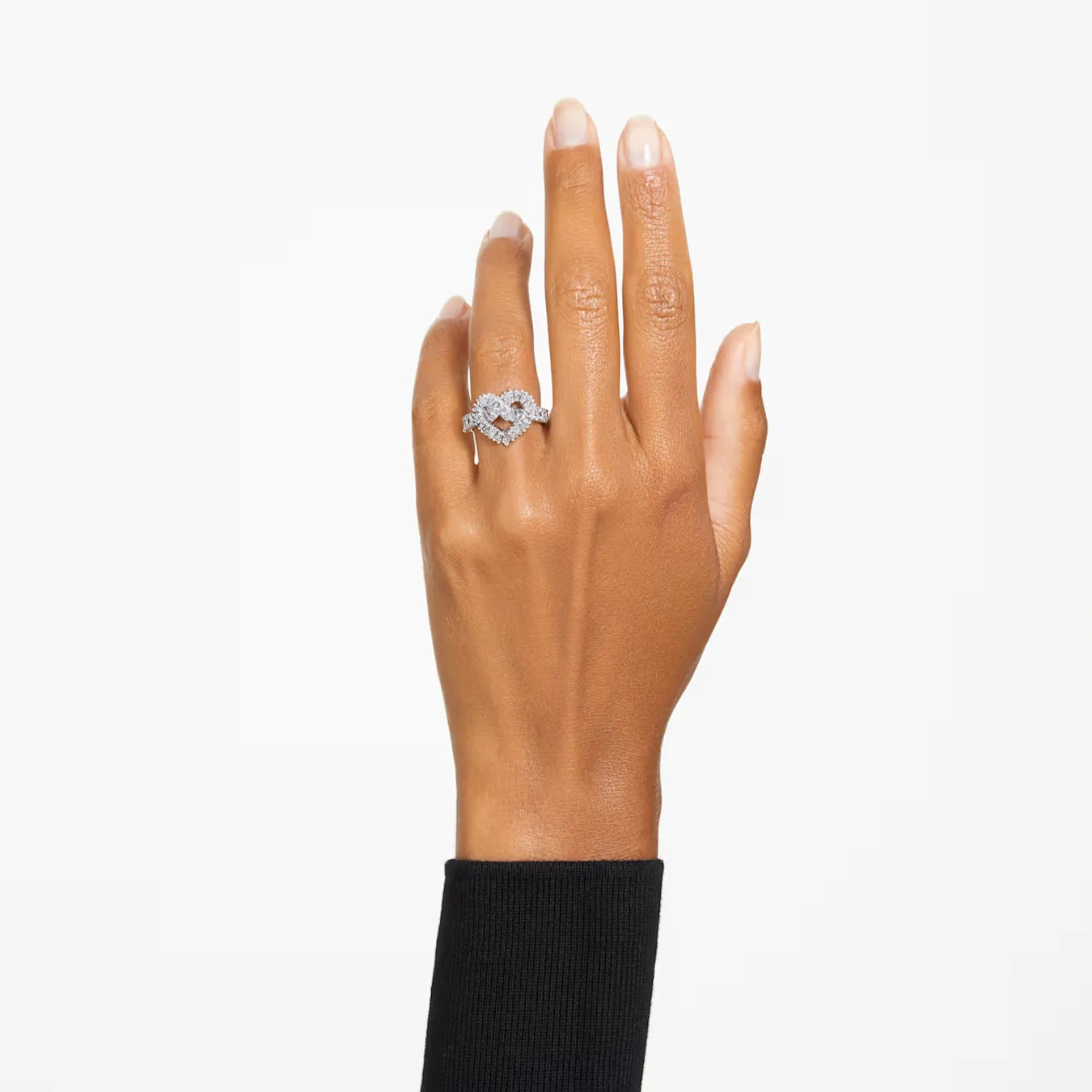 Matrix Ring, Mixed cuts, Heart, White, Rhodium plated