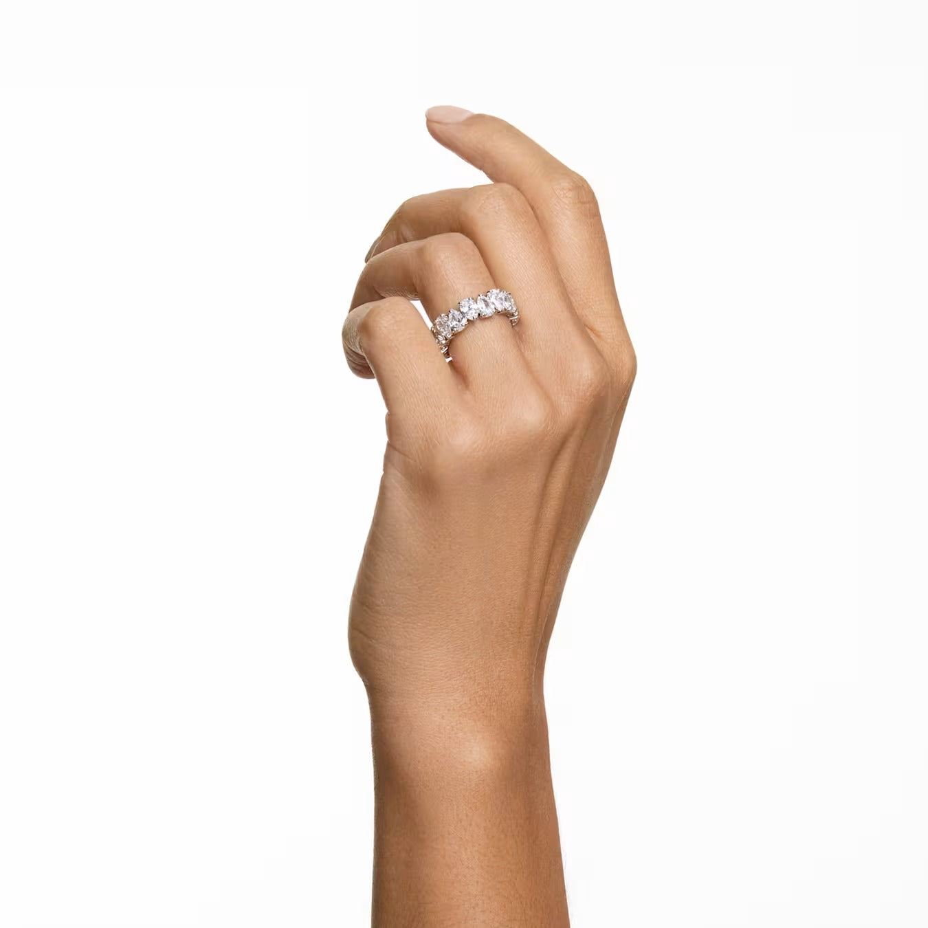 Matrix Vittore Ring, Drop cut, White, Rhodium plated