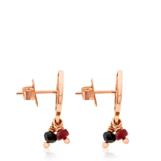 Rose Vermeil Silver Camille Earrings with Onyx