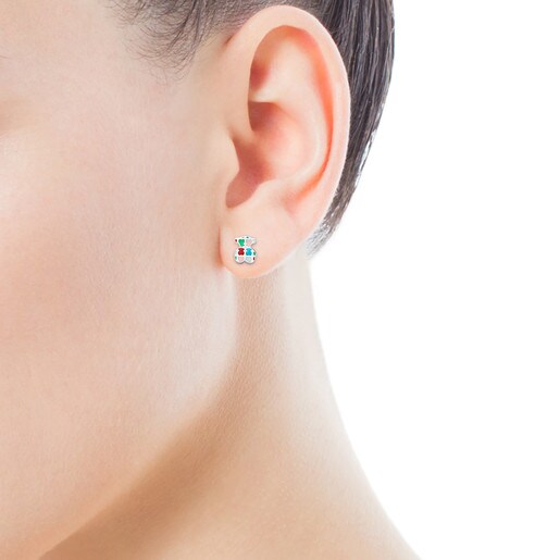Silver with Enamel Tartan Earrings