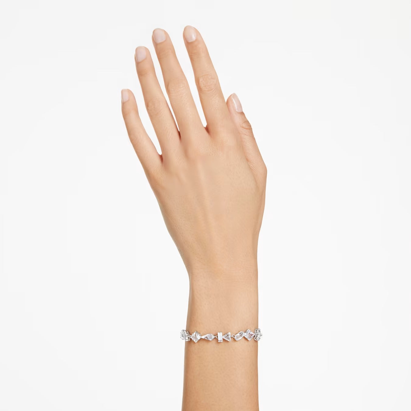 Mesmera bracelet Mixed cuts, White, Rhodium plated