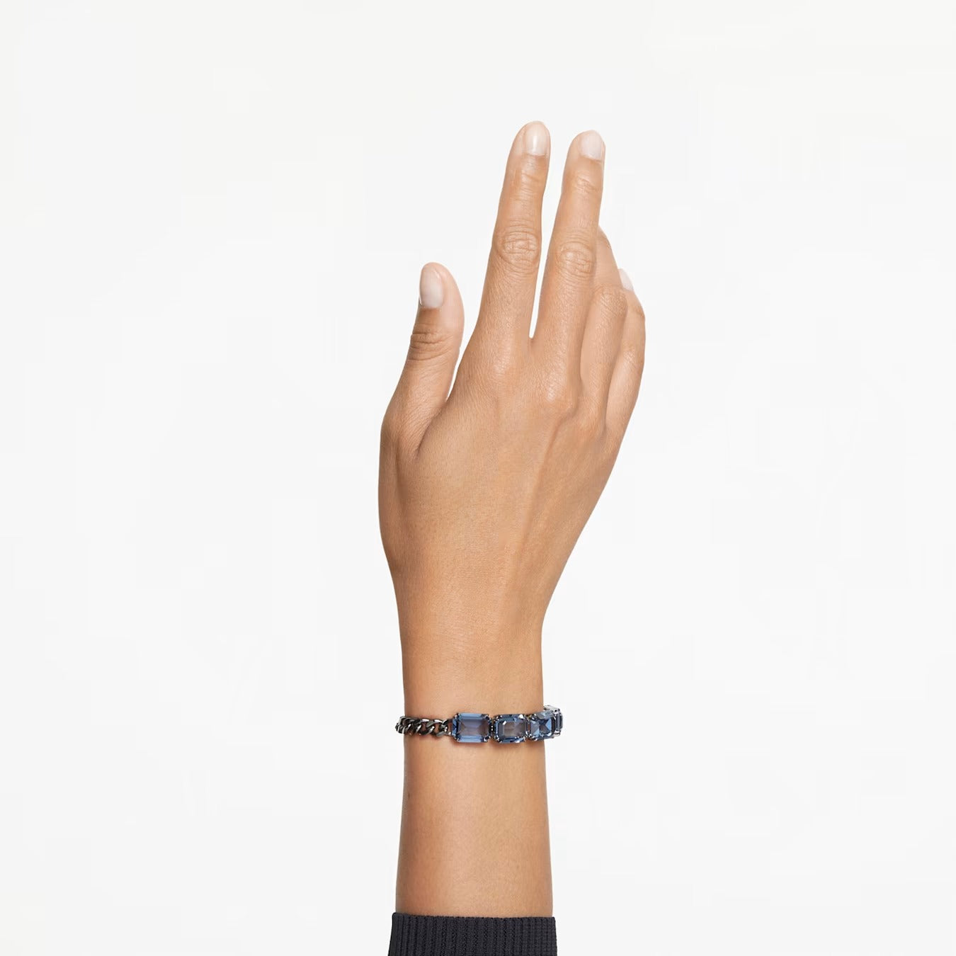 Millenia bracelet Octagon cut, Blue, Ruthenium plated
