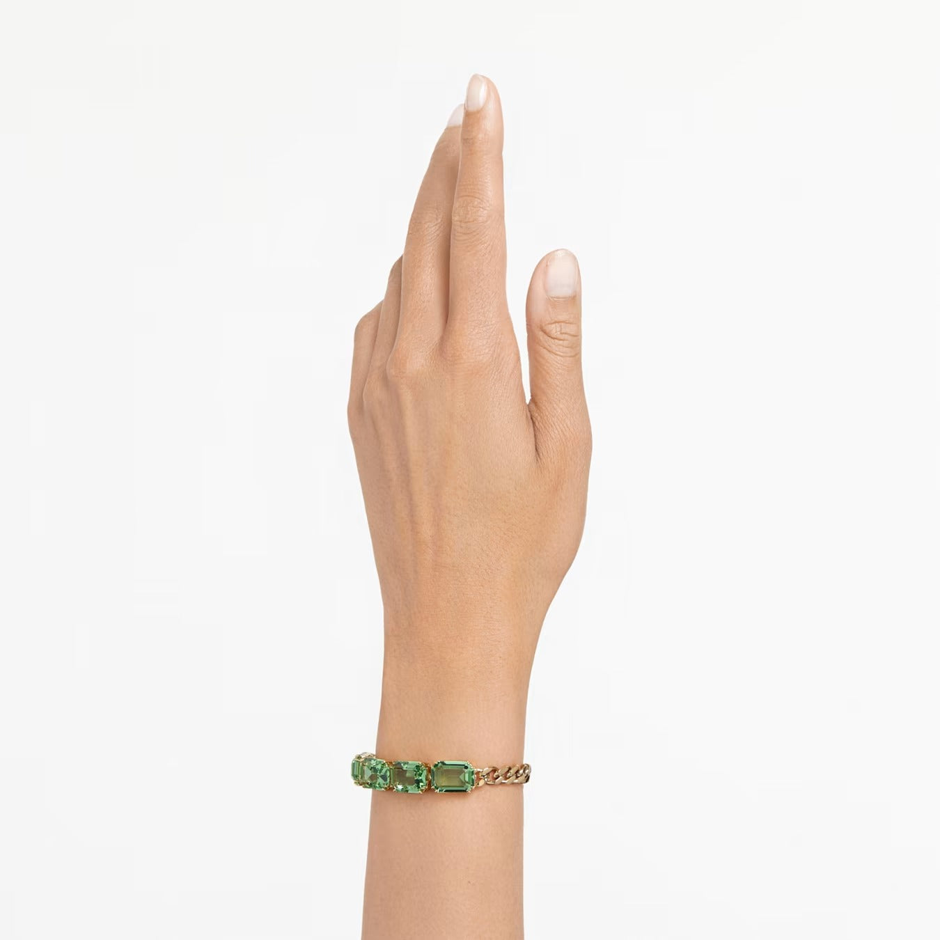 Millenia bracelet Octagon cut, Green, Gold-tone plated