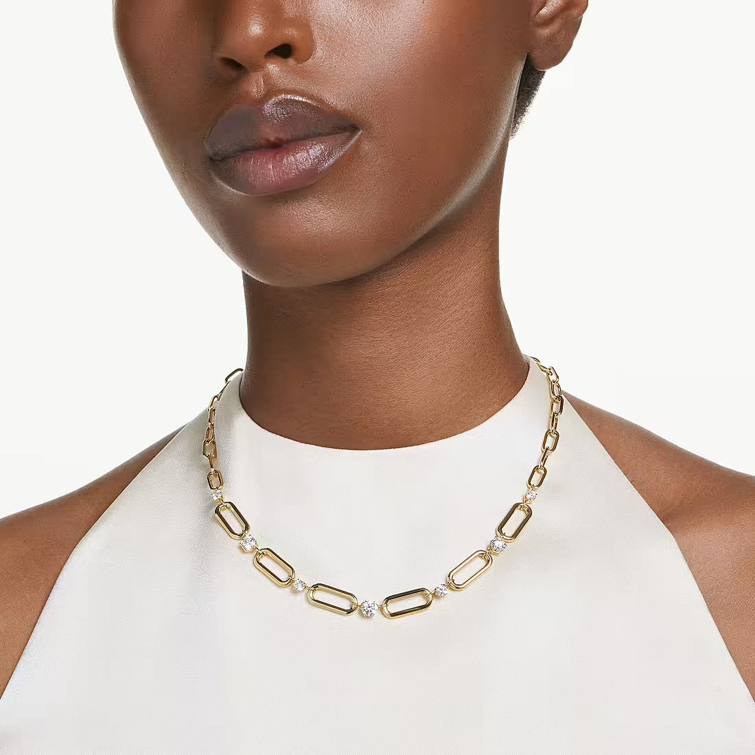 Constella necklace 38 - 45 cm, White, Gold-tone plated