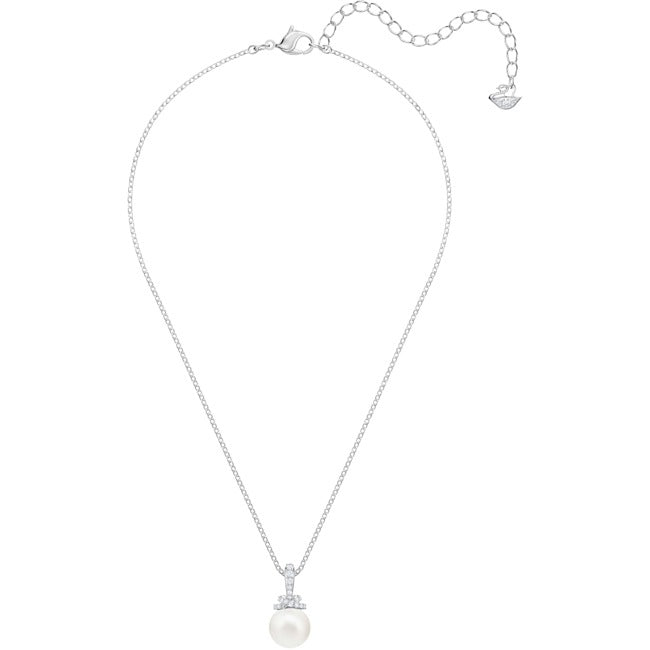 Originally Pendant Necklace, White, Rhodium plating