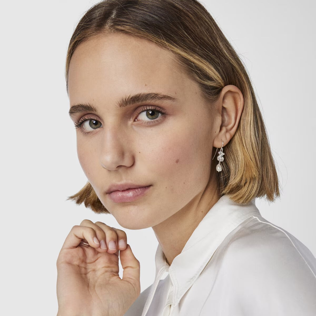 Silver Oceaan Earrings With Pearls
