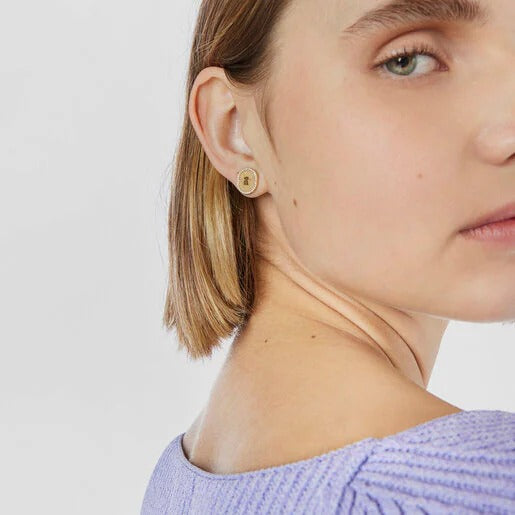 Gold Oursin Earrings with 0.19ct diamonds