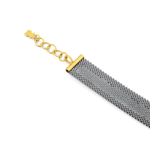 Gold and Steel Icon Mesh Bracelet