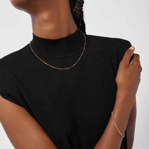 Rose Vermeil Silver Chain Choker 45cm
