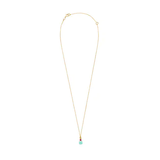 Mini Ivette Necklace in Gold with Amazonite and Ruby