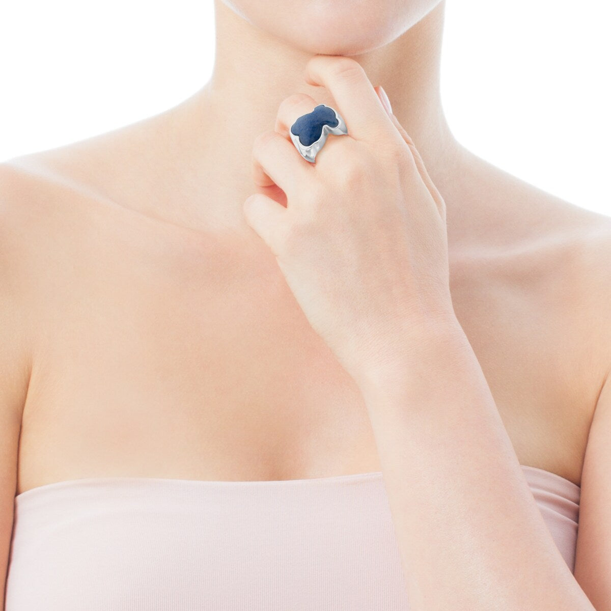 Silver New Color Ring With Dumortierite