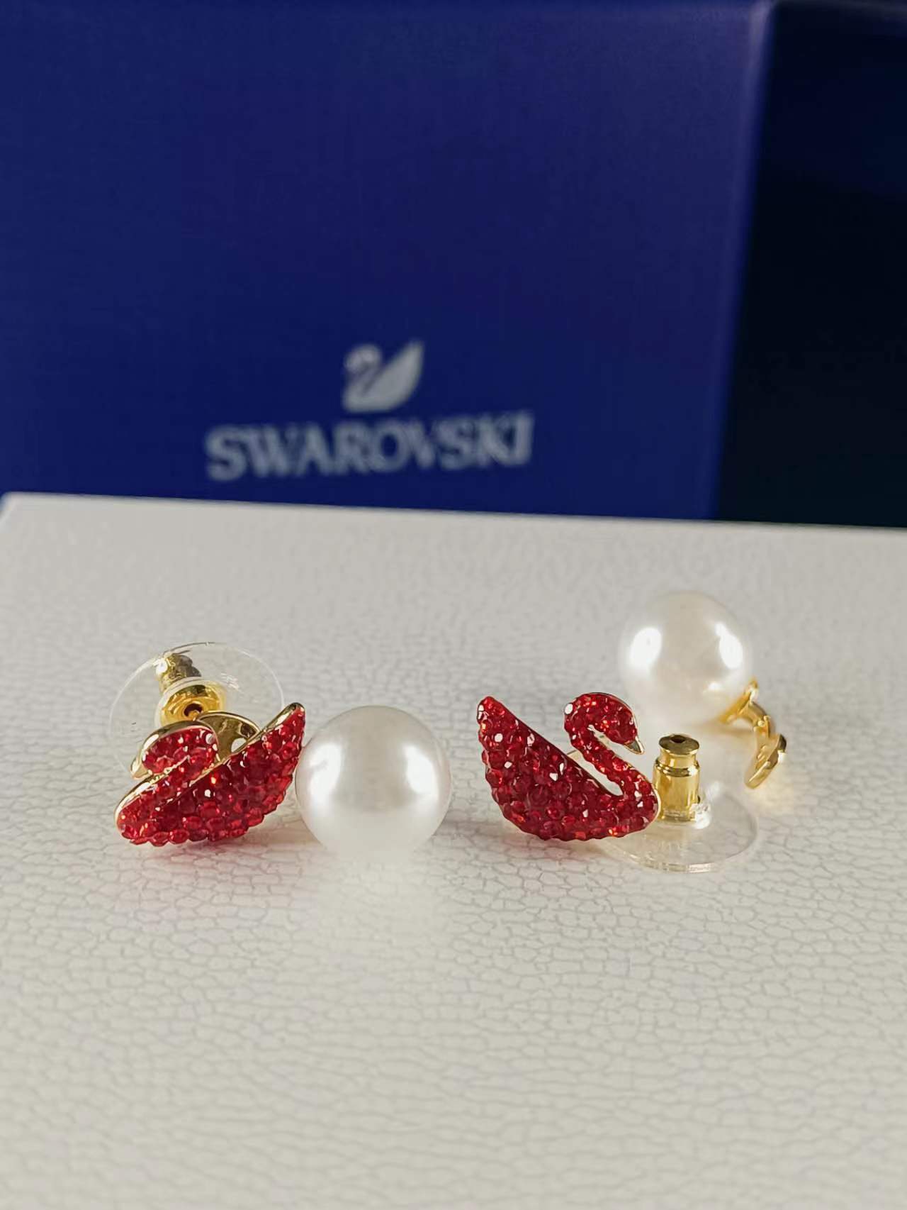Red Swan Earrings
