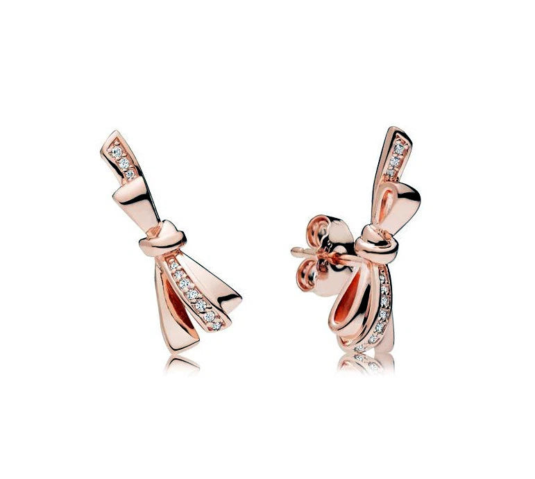 Rose Gold Gorgeous Bow Stud Earrings