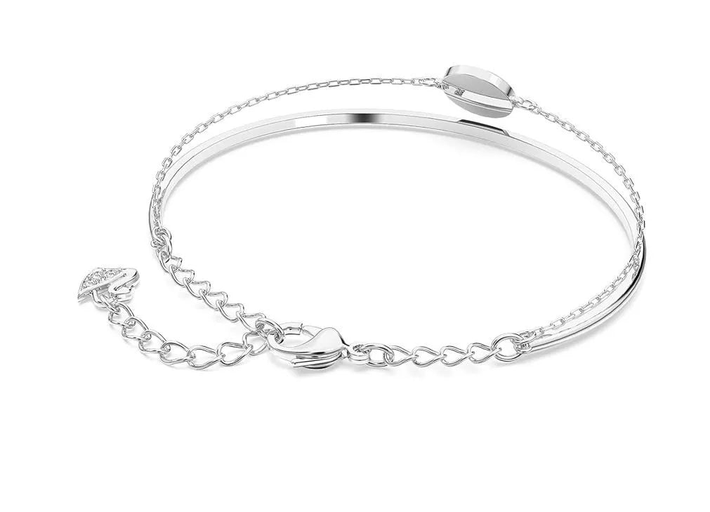 Ginger Bangle, White, Rhodium Plating 5.9/4.5 cm