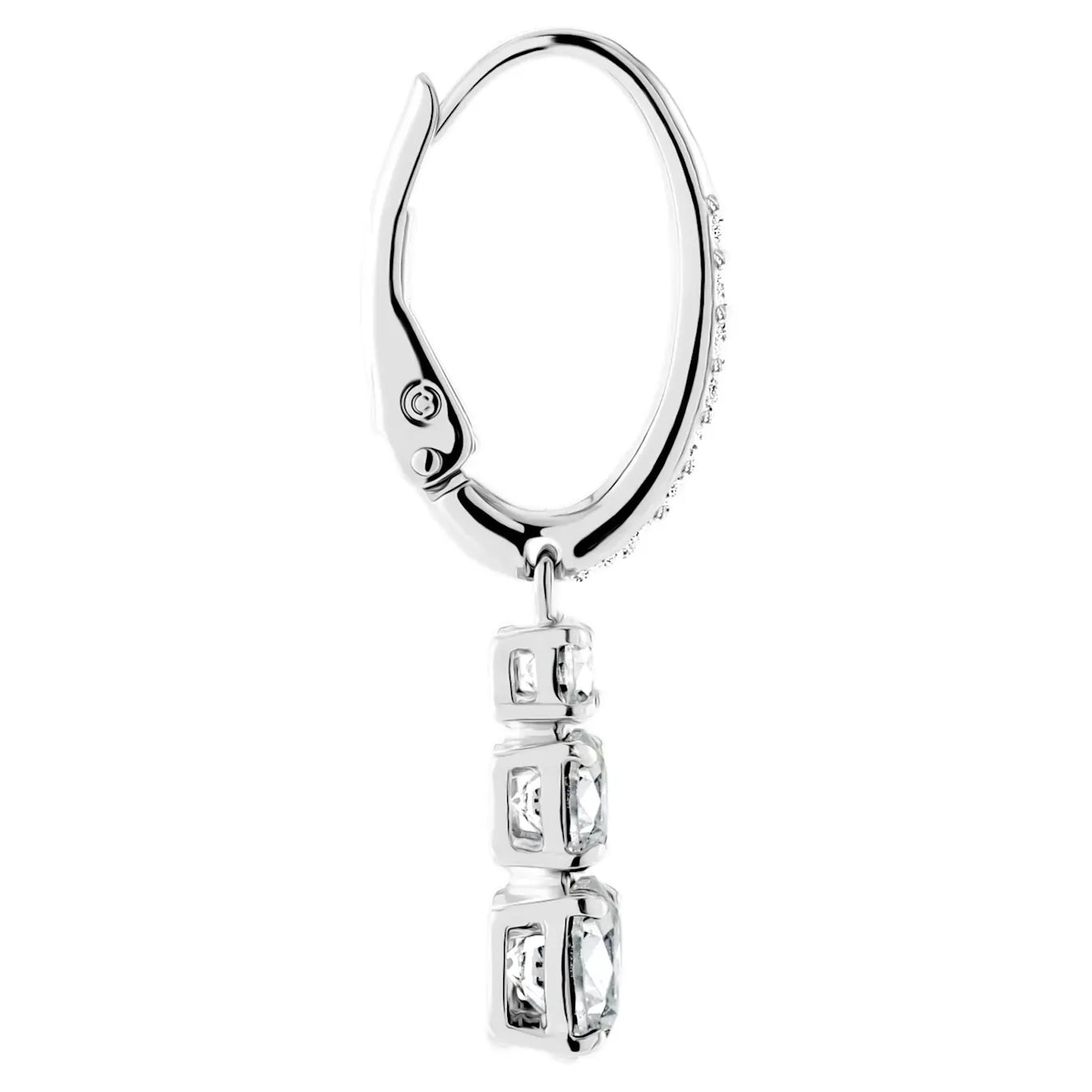 Stilla Attract Hoop Earrings, Round cut, White, Rhodium plated