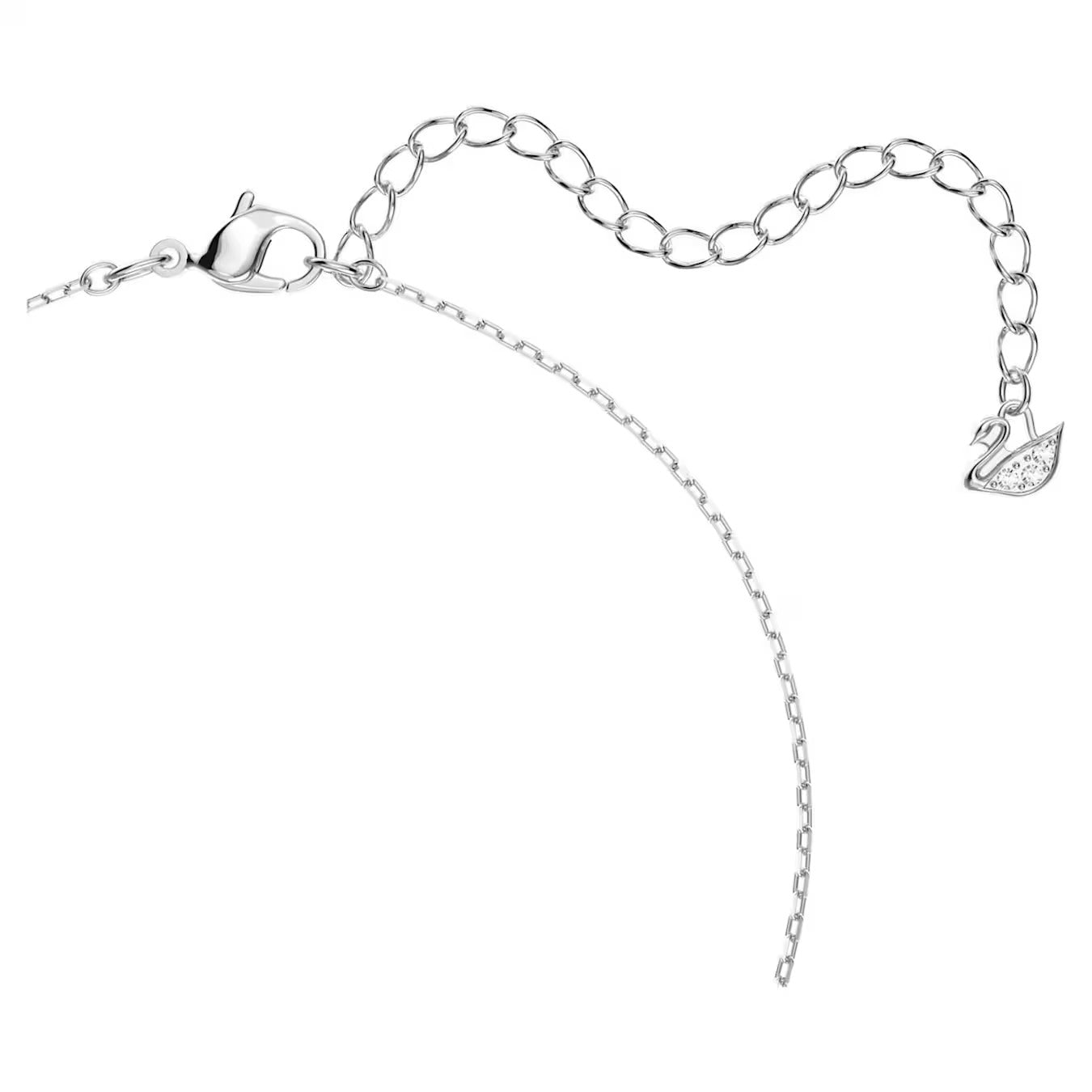 Swan necklace, Swan, Blue, Rhodium plated