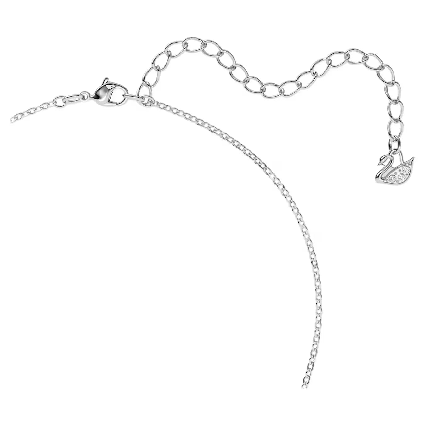 Swan Pendant Necklace, Swan, Black, Rhodium plated