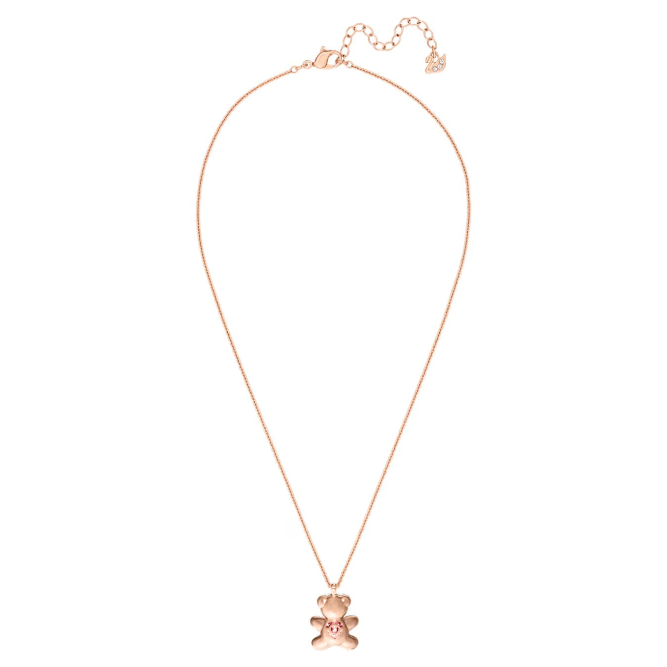 Teddy Pendant Necklace, Bear, White, Rose gold-tone plated