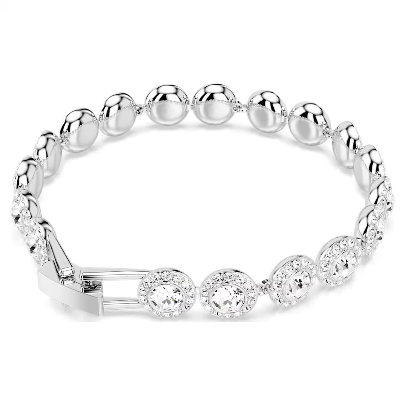 Una Angelic Tennis bracelet, Round cut, White, Rhodium plated