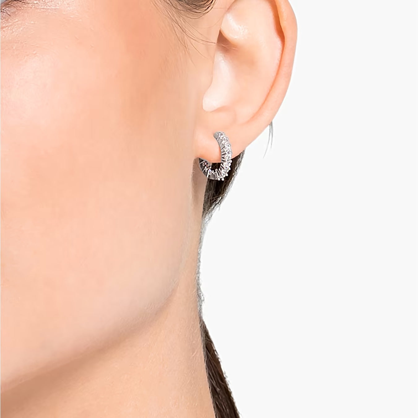 Vittore hoop earrings Round cut, White, Rhodium plated