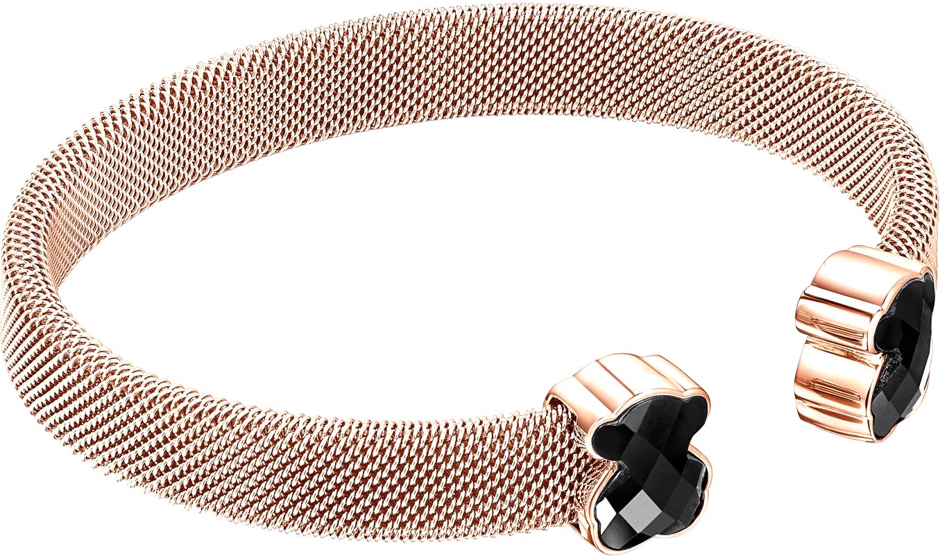 Rose IP Steel Mesh Color Bracelet with Onyx